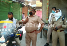 हाथरस के सासनी में पुलिस प्रशासन ने ड्रोन कैमरेसे बाजारों की फोटोग्राफी की