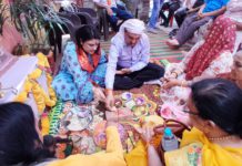 प्रकाश टेक्सटाइल कॉलोनी में मंदिर निर्माण के लिए हुआ भूमि पूजन